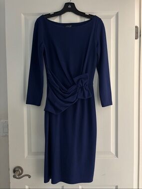 Le Petite Robe Chiara Boni Royal Blue Draped Sheath Dress Sz 44IT/US M/8